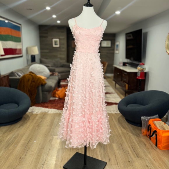 BETSEY JOHNSON BUTTERFLY MAXI DRESS PINK small - Picture 3 of 9